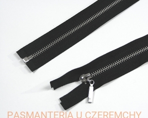zamek 55 cm czarny rozdzielczy metalowy VT0, nikiel