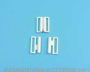zapięcie metalowe 20 mm - białe /klamerka, klamra, do biustonosza, stroju, bieliźniarskie/