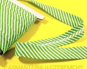 lamówka 18 mm w biało-zielone paski /drukowana/