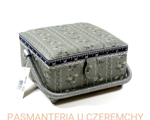 koszyk na przybory do szycia - szary, wzór w kwiatki vintage /organizer, pojemnik, pudełko/  
