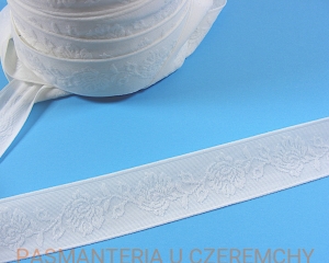 guma 26 mm bieliźniarska biała żakardowa - kwiaty