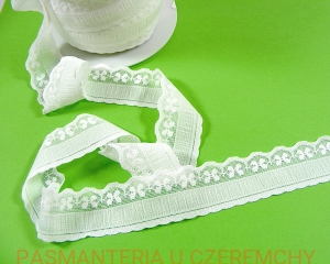 guma 23 mm bieliźniarska biała żakardowa - kwiatki