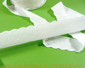 guma 25 mm bieliźniarska biała żakardowa - kwiaty