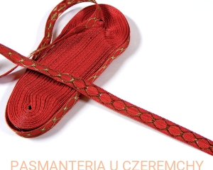 tasiemka dekoracyjna 10 mm czerwono - złota
