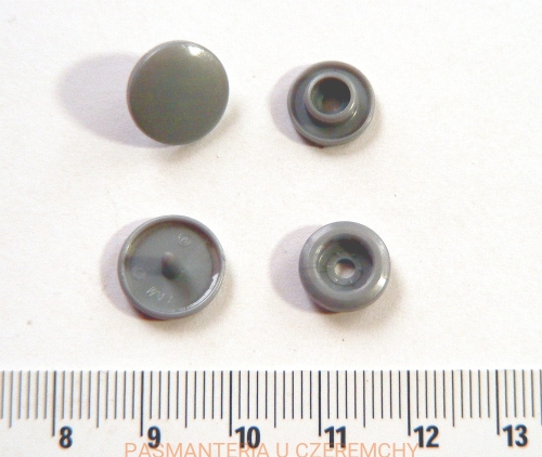  zatrzaski - napy plastikowe szare rozm. 18