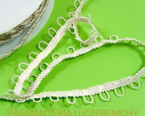taśma z pętelkami gumowymi ecru /off white, z gumy, pętelkowa, do guzików/ 