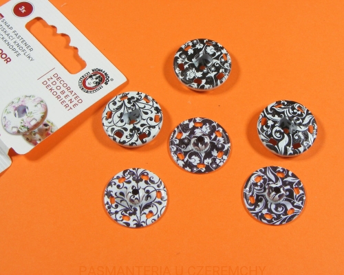 zatrzaski metalowe 20,9 mm lakierowane - czarno-białe