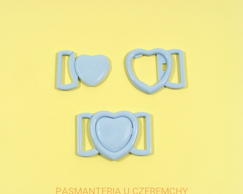 zapięcie bieliźniarskie 20 mm plastikowe niebieskie - serce