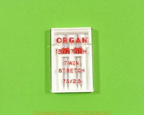 igły Organ podwójne stretch 75/2,5 mm - zestaw 2 szt.