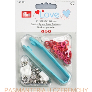 napy springi do nabijania 8 mm - miks pomarańczowo-różowo-czerwony PRYM 390 701 /zatrzaski/