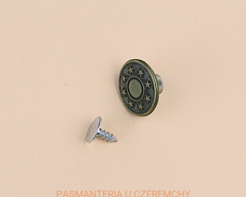 guziki do nabijania 17 mm gwiazdki mosiądz oksydowany