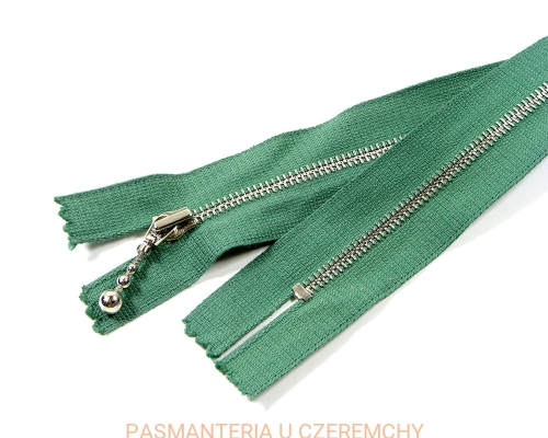 zamek 55 cm zielony metalowy VT0 nierozdzielczy - nikiel