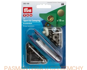 napy metalowe 15 mm mosiądz oksydowany "Sport & Camping" do nabijania PRYM 390 199 /zatrzaski/ 