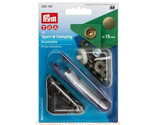napy metalowe 15 mm mosiądz oksydowany "Sport & Camping" do nabijania PRYM 390 199