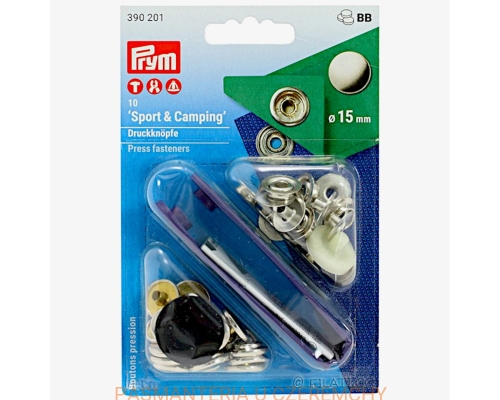 napy metalowe 15 mm nikiel "Sport & Camping" do nabijania PRYM 390 201