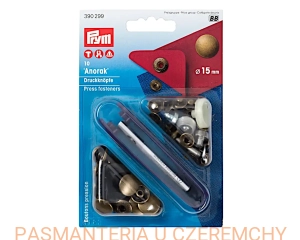 napy metalowe 15 mm miedź oksydowana "Anorak" do nabijania PRYM 390 299 /zatrzaski/ 