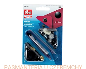napy metalowe 15 mm czarne "Anorak" do nabijania PRYM 390 307 /zatrzaski/