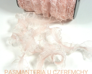 gumokoronka 30 mm łososioworóżowa /guma opaskowa, guma z falbanką różowa, łososiowa/ 