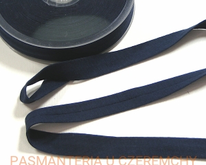lamówka 18 mm granatowa z jerseyu bawełnianego - zaprasowana /dzianinowa, jerseyowa/