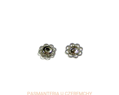 zatrzaski metalowe ażurowe 18 mm - kolor srebrny