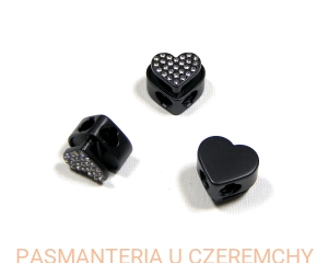 metalowy stoper do sznurka - czarny z kamieniami /stopery/  