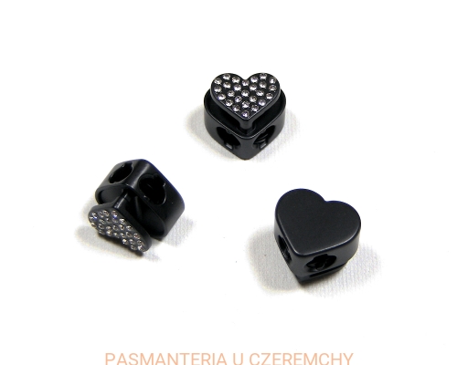 metalowy stoper do sznurka - czarny z kamieniami