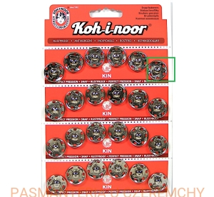 zatrzaski metalowe 19 mm/rozm. 7 Koh-I-Noor kolor srebrny /srebrne napy do przyszywania/  