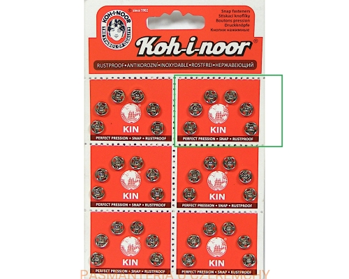 zatrzaski metalowe 7,5 mm/rozm. 1/2 kolor srebrrny Koh-I-Noor