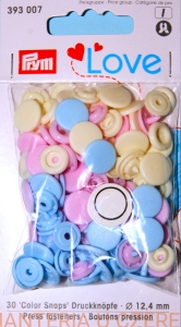 napy plastikowe okrągłe miks pastelowy PRYM 393 007 /zatrzaski/