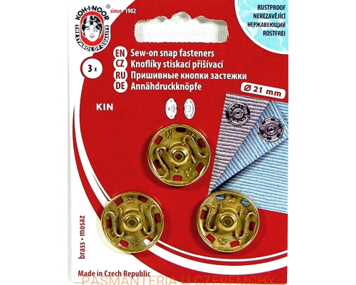 zatrzaski metalowe 21 mm złote