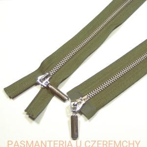 zamek 85 cm khaki ALPHA rozdzielczy dwusuwakowy metalowy VT10, nikiel