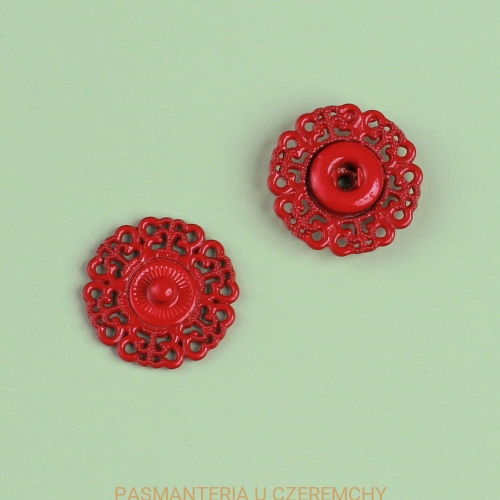 zatrzaski metalowe 21 mm ażurowe lakierowane - czerwone