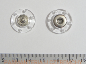 zatrzaski 18 mm - bezbarwny plastik łączony z metalem /bezbarwne, przezroczyste/