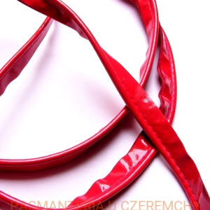 wypustka z eko-skóry 11 mm czerwona błyszcząca /ze skaju, skajowa/