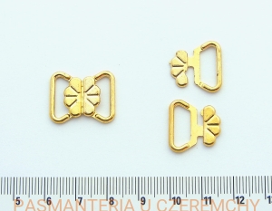 zapięcie do stroju kąpielowego - 13 mm, kolor złoty, bezniklowe /bieliźniarskie, do biustonosza/