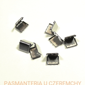 zakończenie - skuwka 10 mm do taśmy i sznurka srebrna /końcówka, końcówki/