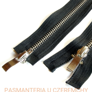 zamek 75 cm czarny rozdzielczy dwusuwakowy metalowy VT10 nikiel