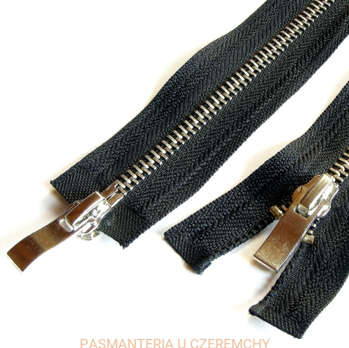 zamek rozdzielczy dwusuwakowy metalowy 75 cm czarny /ząbki - nikiel/