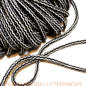 sznurek odzieżowy bawełniany 5 mm - biało-czarny - motek 20 mb