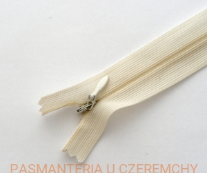 zamek 60 cm ecru - śmietankowy nierozdzielczy kryty 