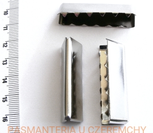 zakończenie - skuwka do taśmy 40 mm srebrna /końcówka, końcówki/
