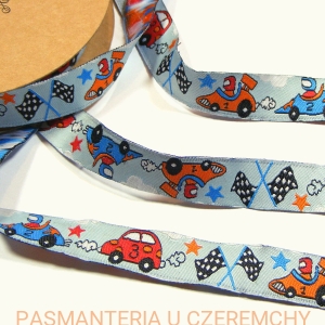 tasiemka żakardowa 15 mm - wyścigi samochodowe /wstążka/